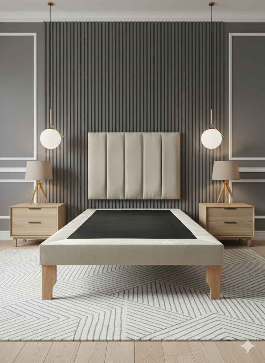 CAMA DE PLAZA LINEAL BEIGE FELPA-3