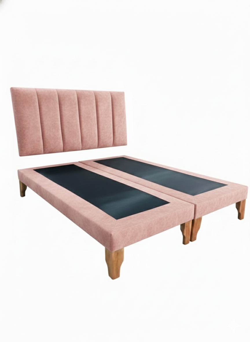 CAMA DOS PLAZA LINEAL PALO ROSA FELPA -2