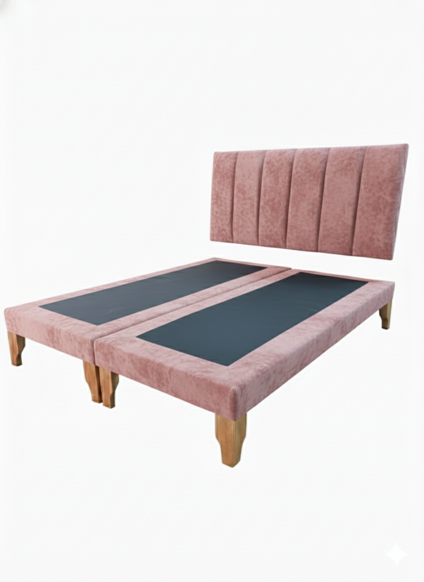 CAMA DOS PLAZA LINEAL PALO ROSA FELPA -3