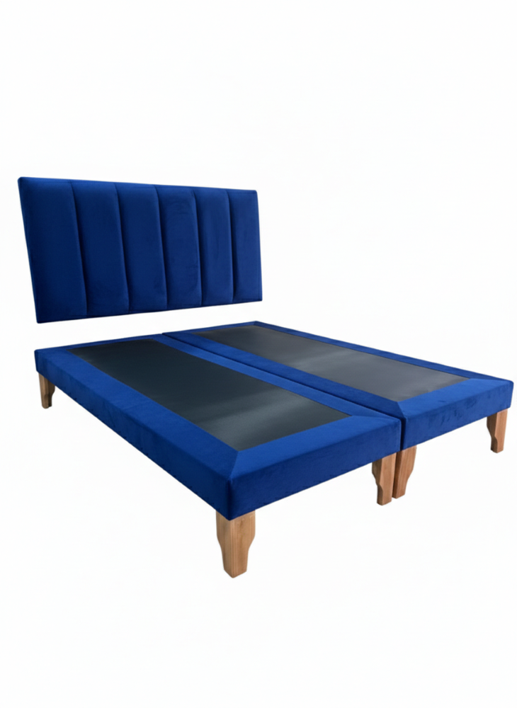 CAMA KING LINEAL AZUL FELPA -2