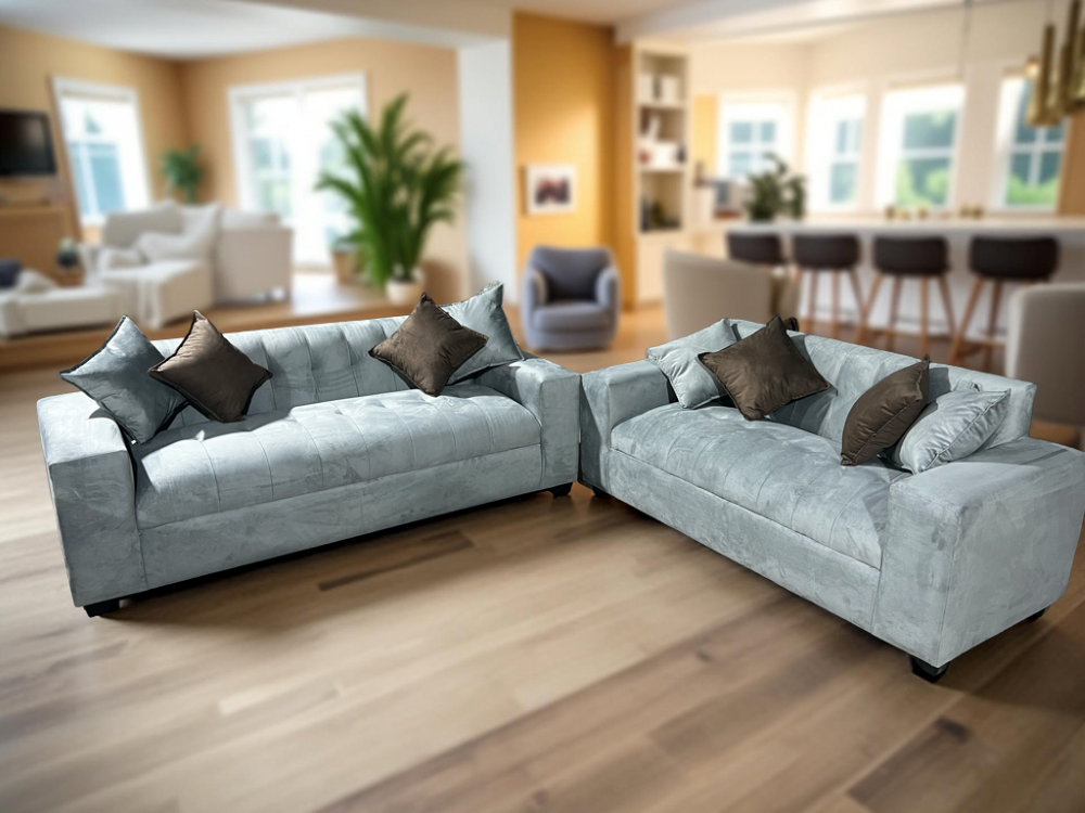 JUEGO DE LIVING DOS Y TRES CUERPOS GRIS FELPA -2