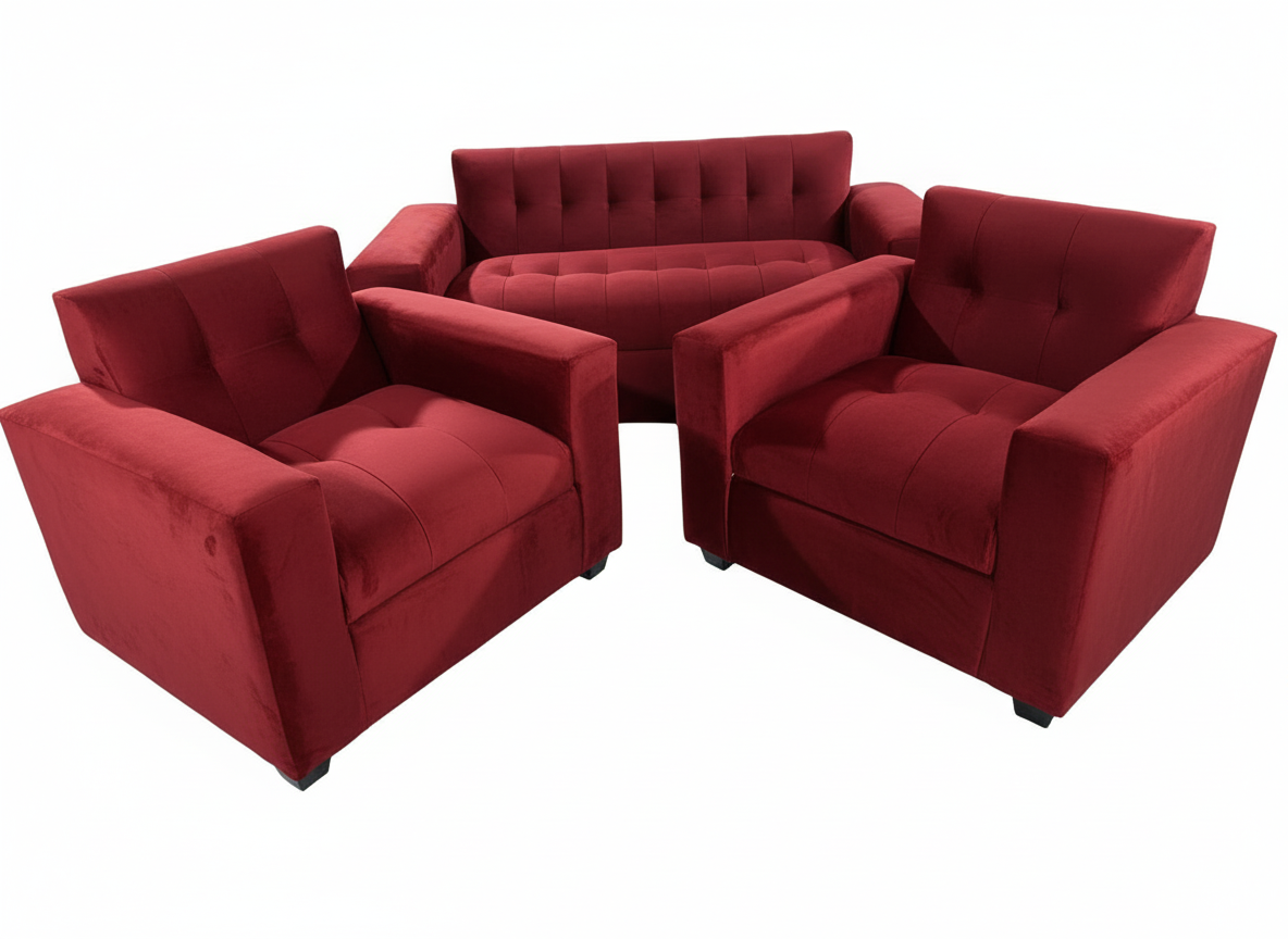 JUEGO DE LIVING ROJO FELPA-2