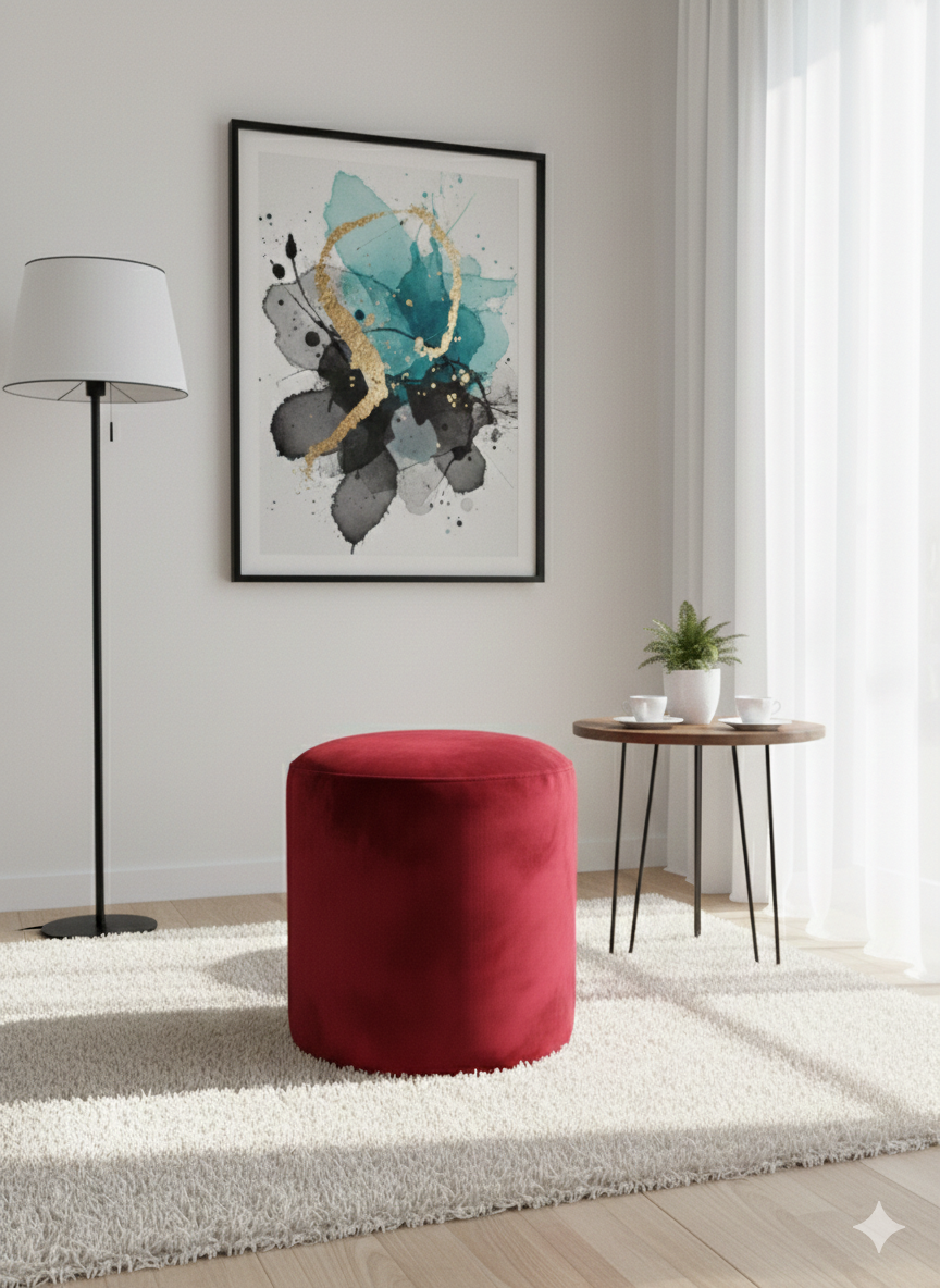 PUFF REDONDO ROJO FELPA-2