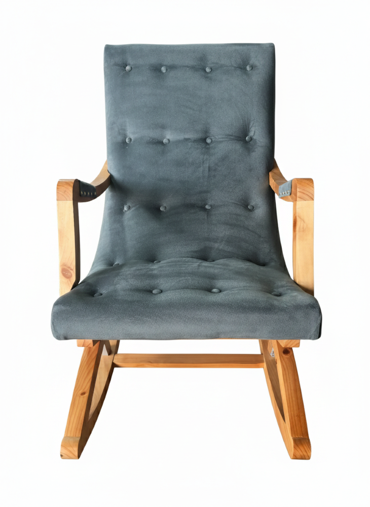 Silla Mecedora con Apoya Brazo Gris Felpa-2