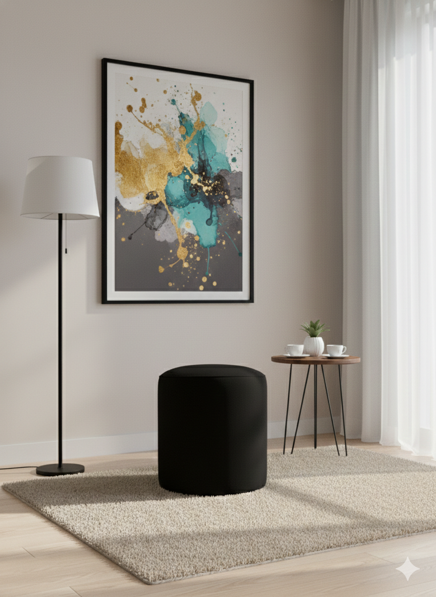 PUFF REDONDO NEGRO FELPA -2