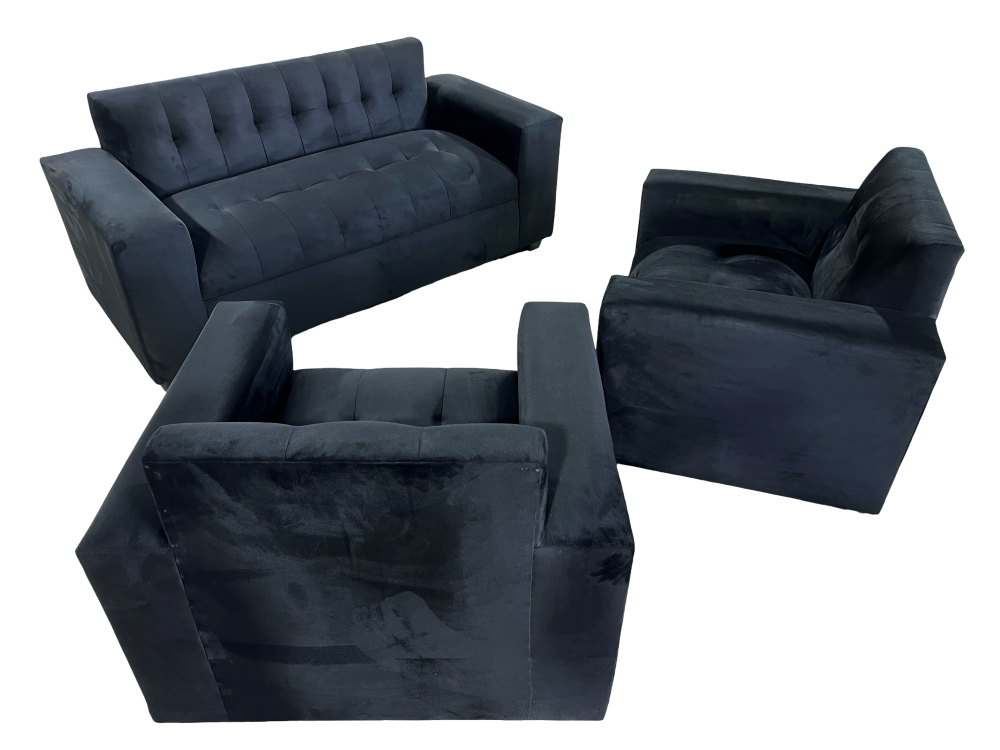 JUEGO DE LIVING NEGRO FELPA 2 CUERPOS-2