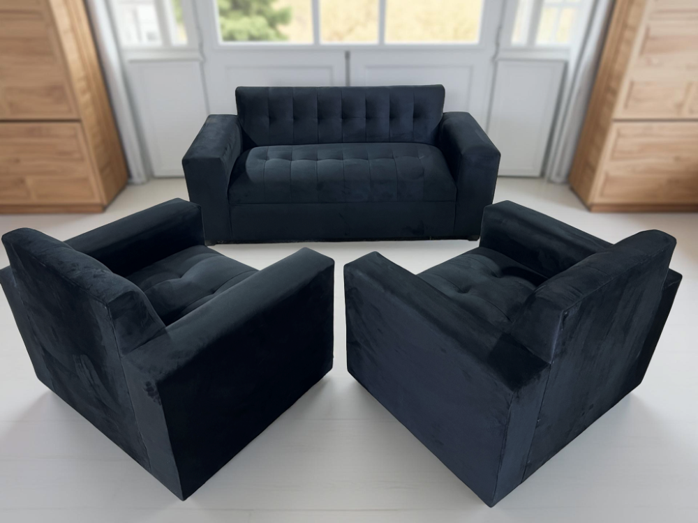 JUEGO DE LIVING NEGRO FELPA 2 CUERPOS-3