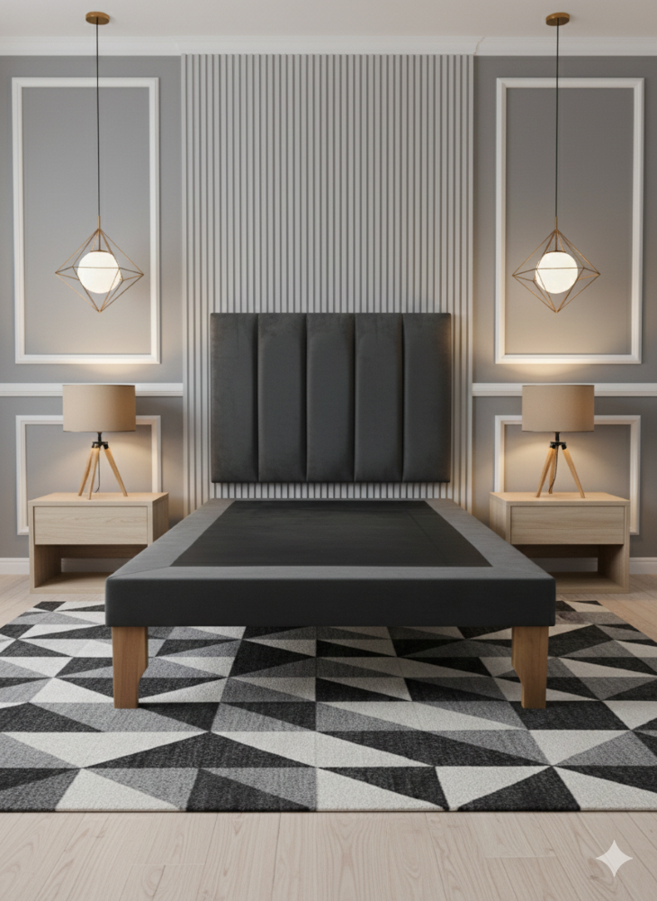 CAMA DE PLAZA LINEAL GRIS OSCURO FELPA-3