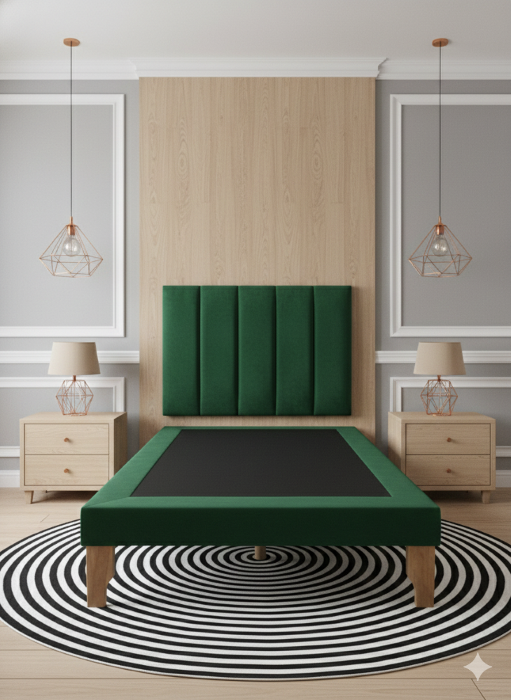 CAMA DE PLAZA LINEAL VERDE FELPA -3