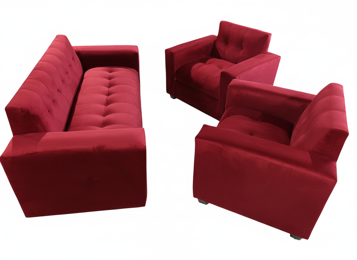 JUEGO DE LIVING 3 CUERPOS ROJO FELPA-2