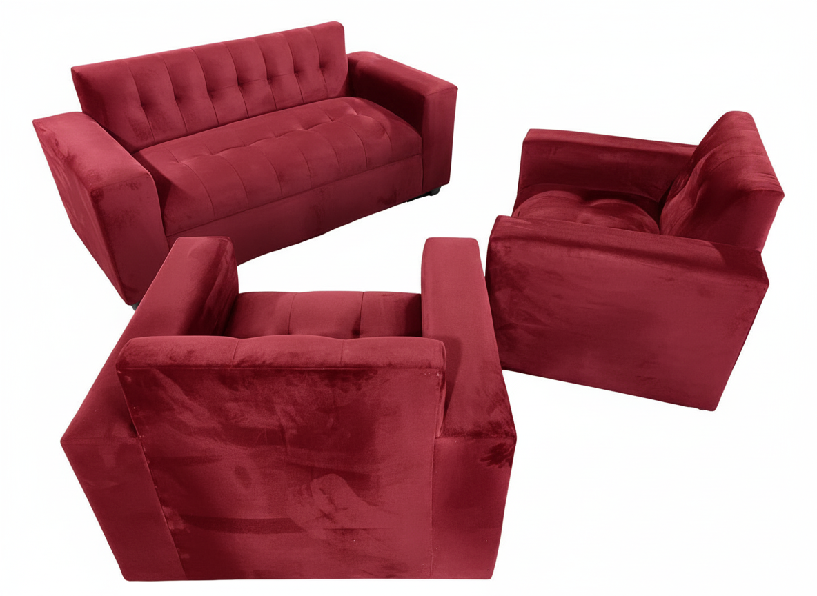 JUEGO DE LIVING 3 CUERPOS ROJO FELPA-3