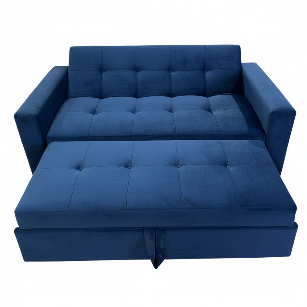 SOFA CAMA NOVUS TRES POSICIONES AZUL FELPA -2