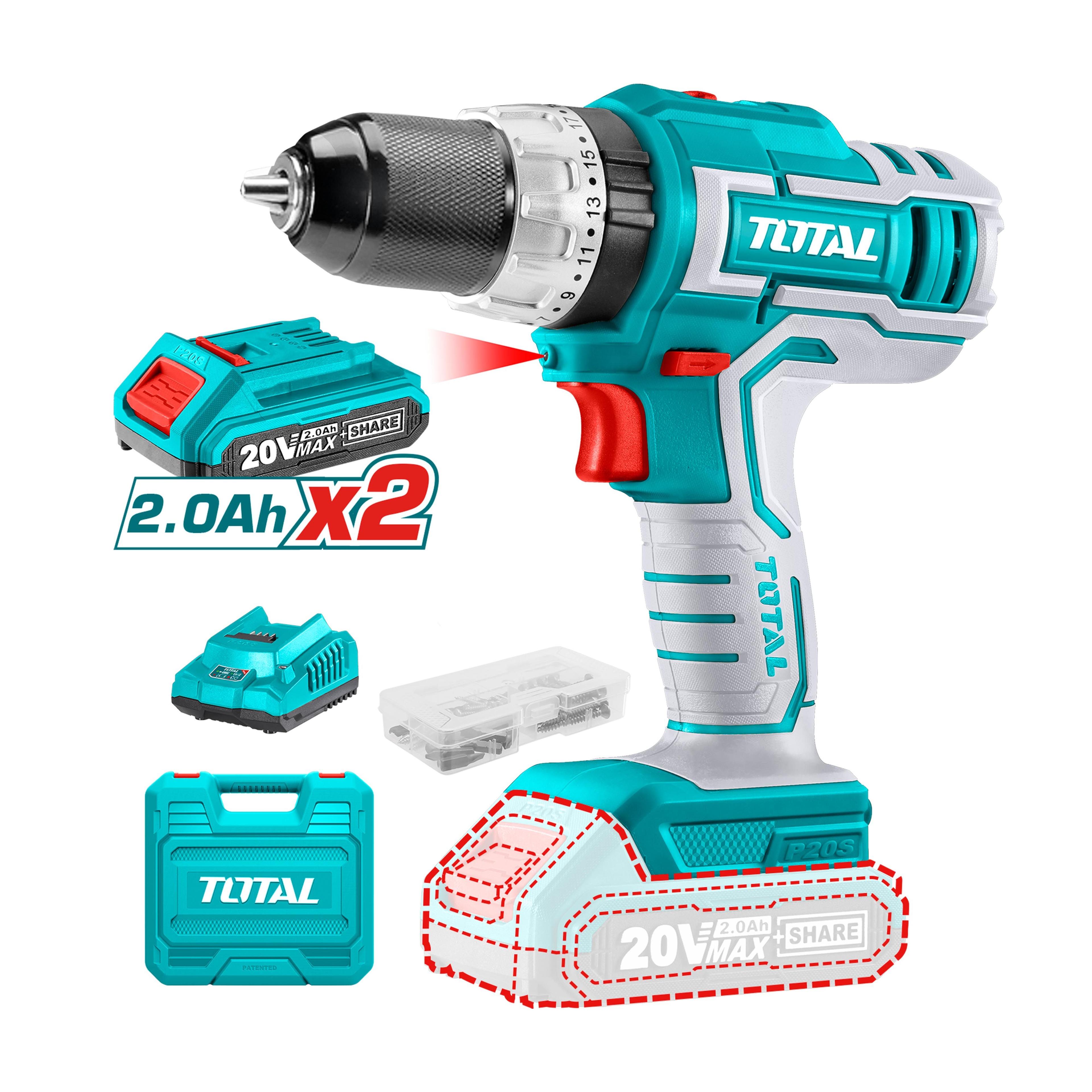 Taladro Inalámbrico de impacto 20V 10 mm 55NM Litio Ion Total-0