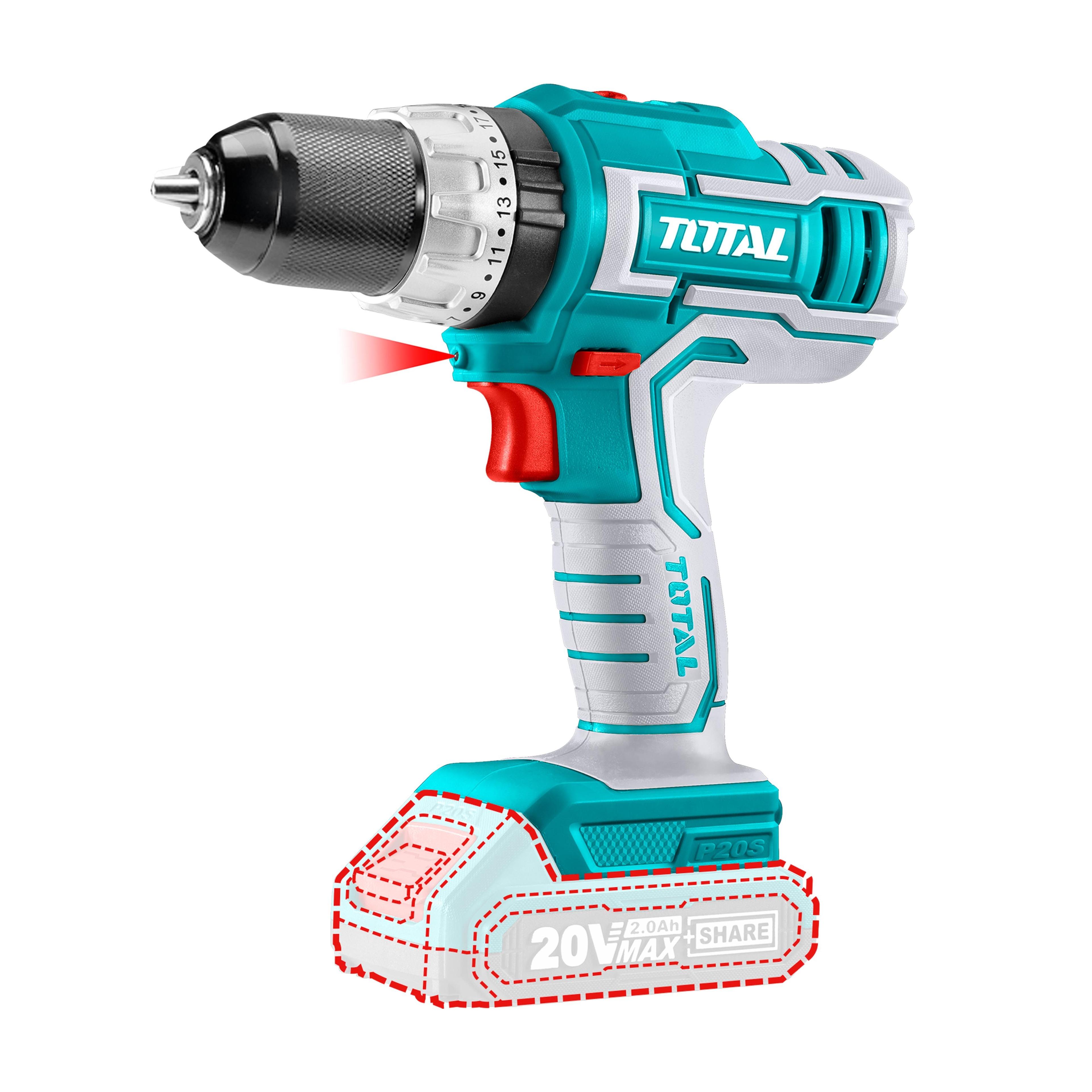 Taladro Inalámbrico de impacto 20V 10 mm 55NM Litio Ion Total-1
