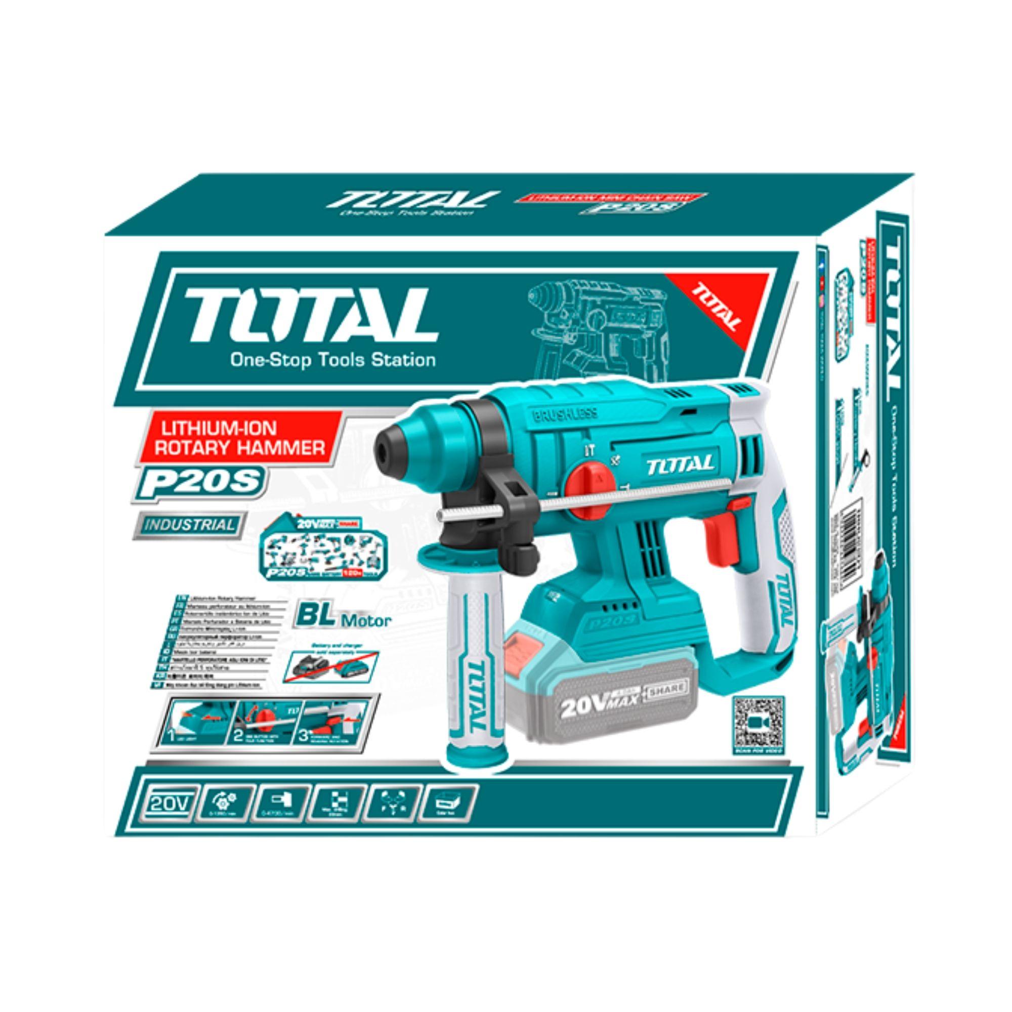 Rotomartillo Inalámbrico 20V Sin Carbones Litio Ion Total-3