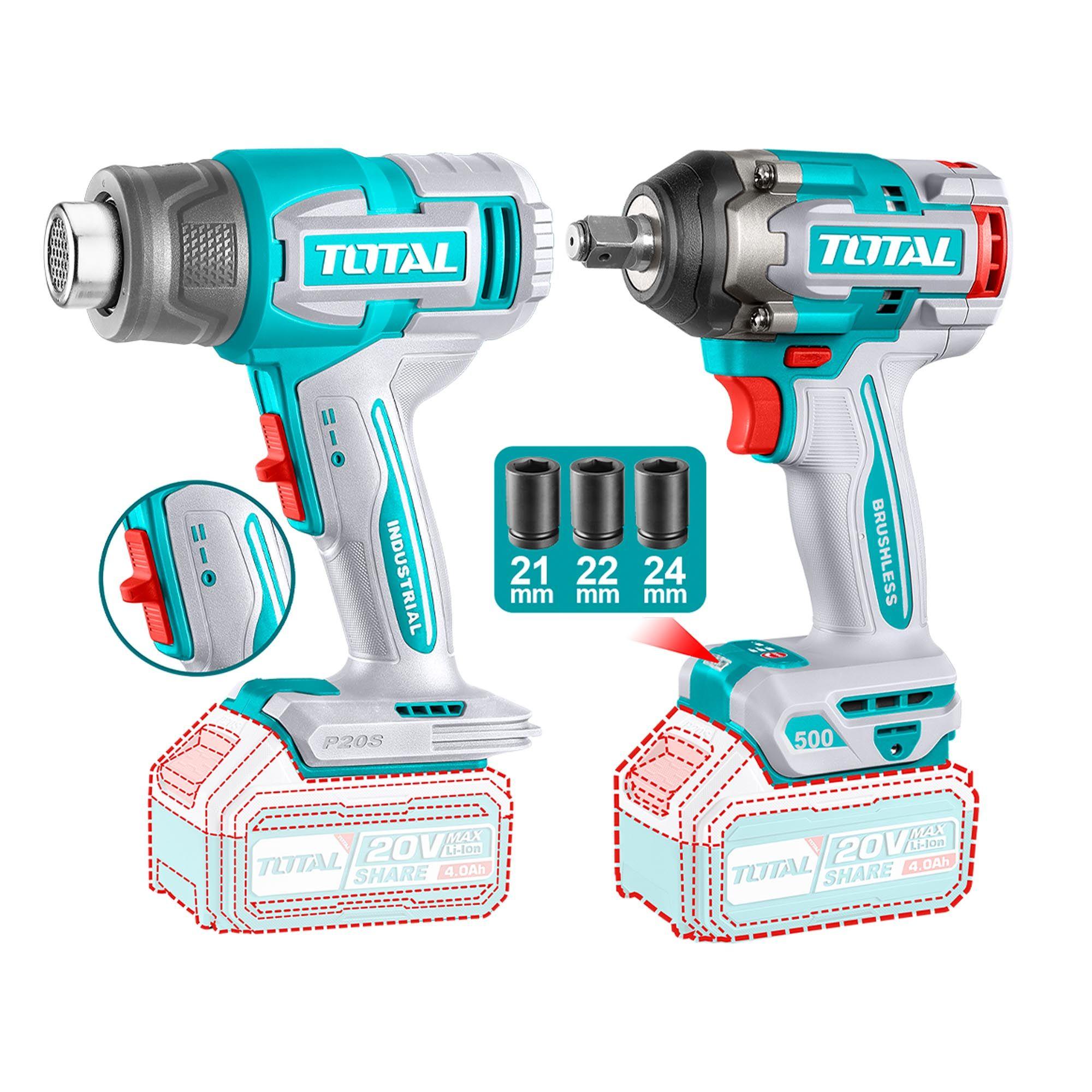 Kit Llave Impacto, Pistola de Calor, Hidrolavadora y Aspiradora 20V Total-2