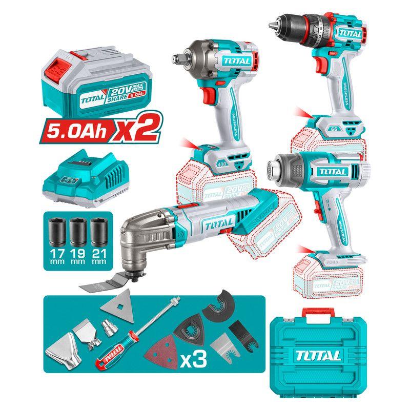 Kit Taladro + Llave de Impacto + Pistola de Calor + Multiherramienta Total-0