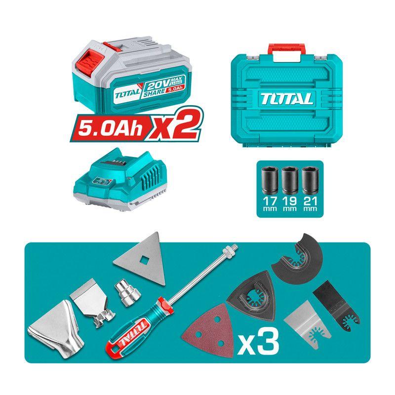 Kit Taladro + Llave de Impacto + Pistola de Calor + Multiherramienta Total-1
