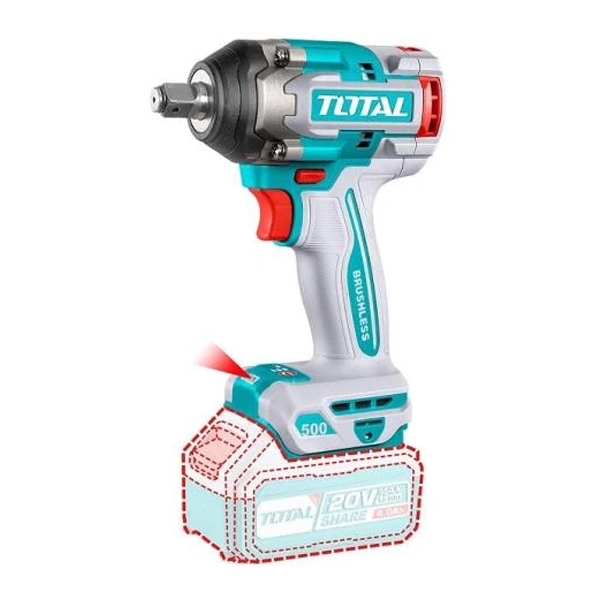 Kit 20V Inalámbrico Llave Impacto, Taladro Percutor, Amoladora y Foco LED, Baterías y Cargador Total-2