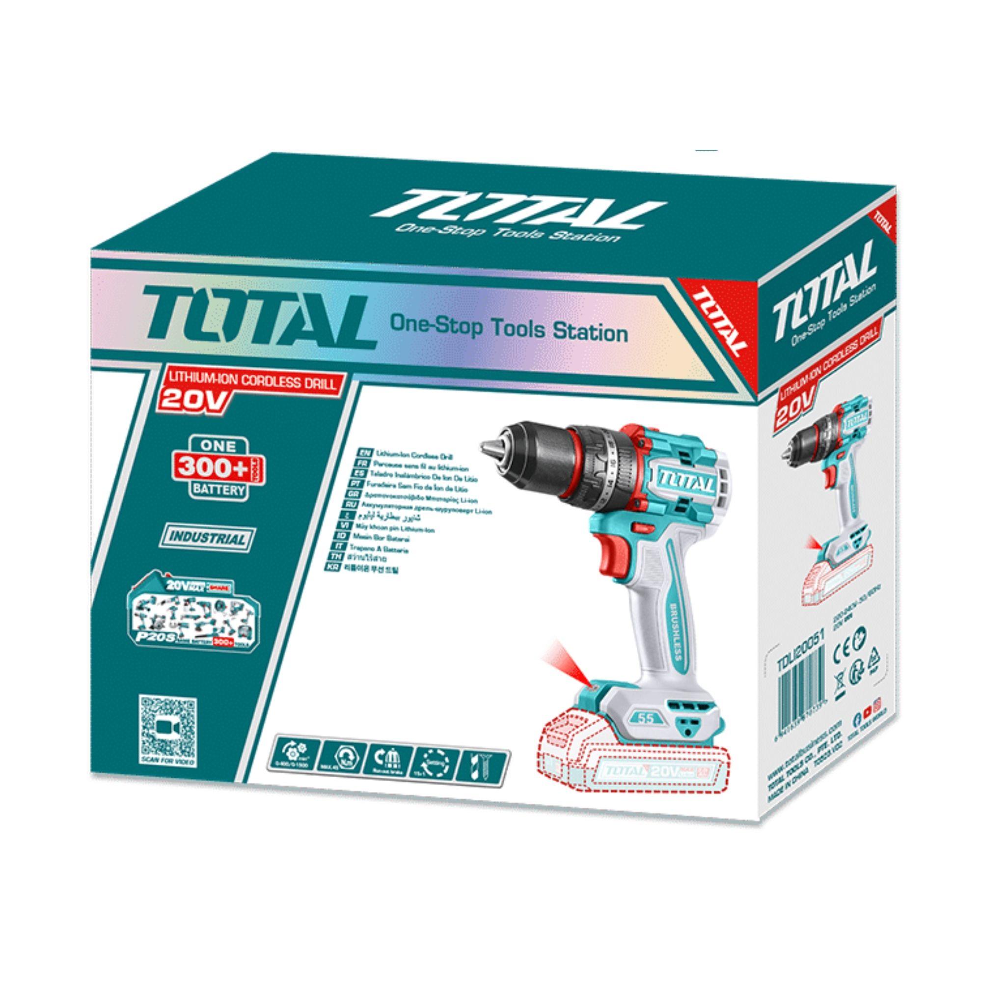 Taladro de Impacto 13mm 20V 55nm sin Batería y Cargador Total-2