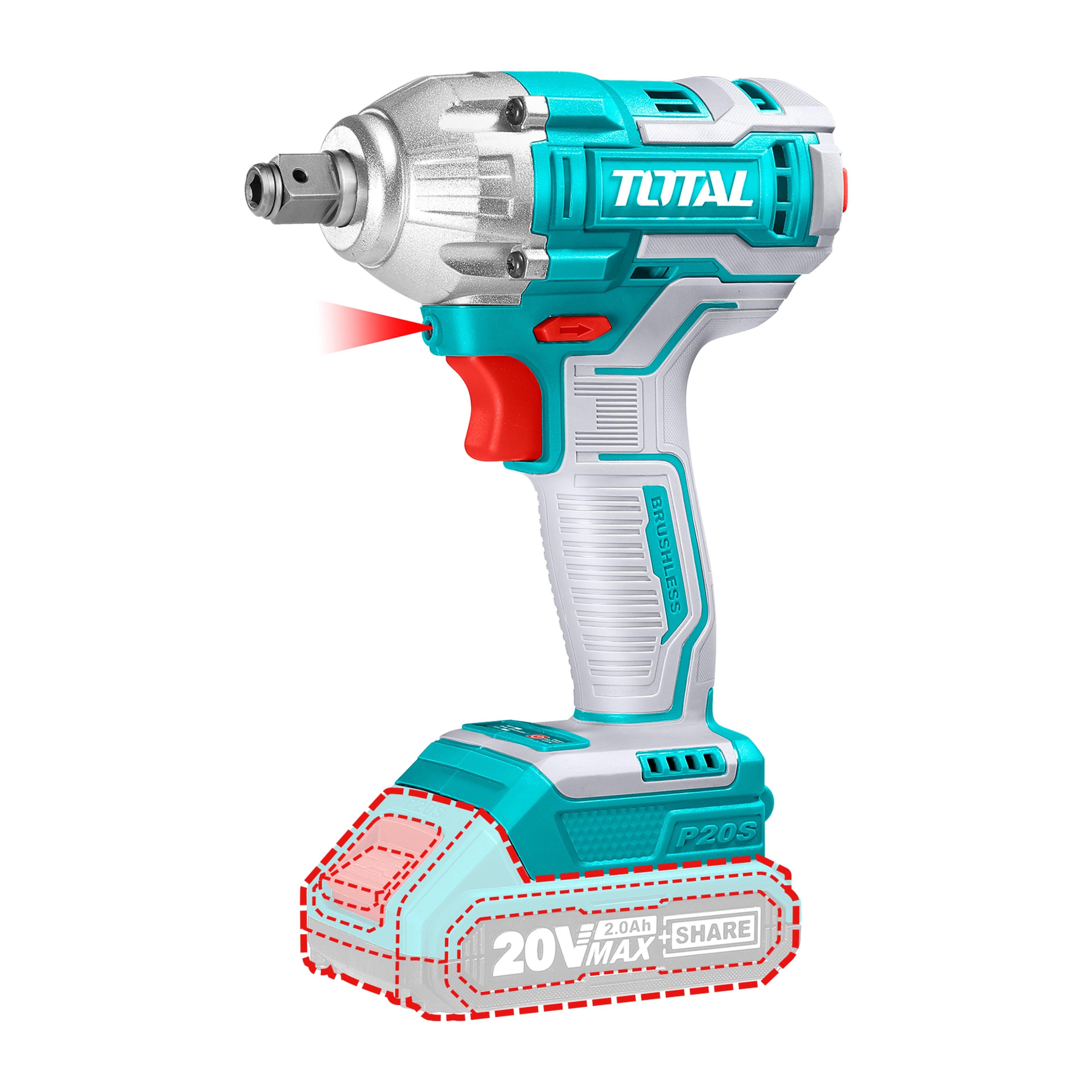 Taladro Pistola Llave de Impacto y Atornillador 20V con 2 Baterías Total-1
