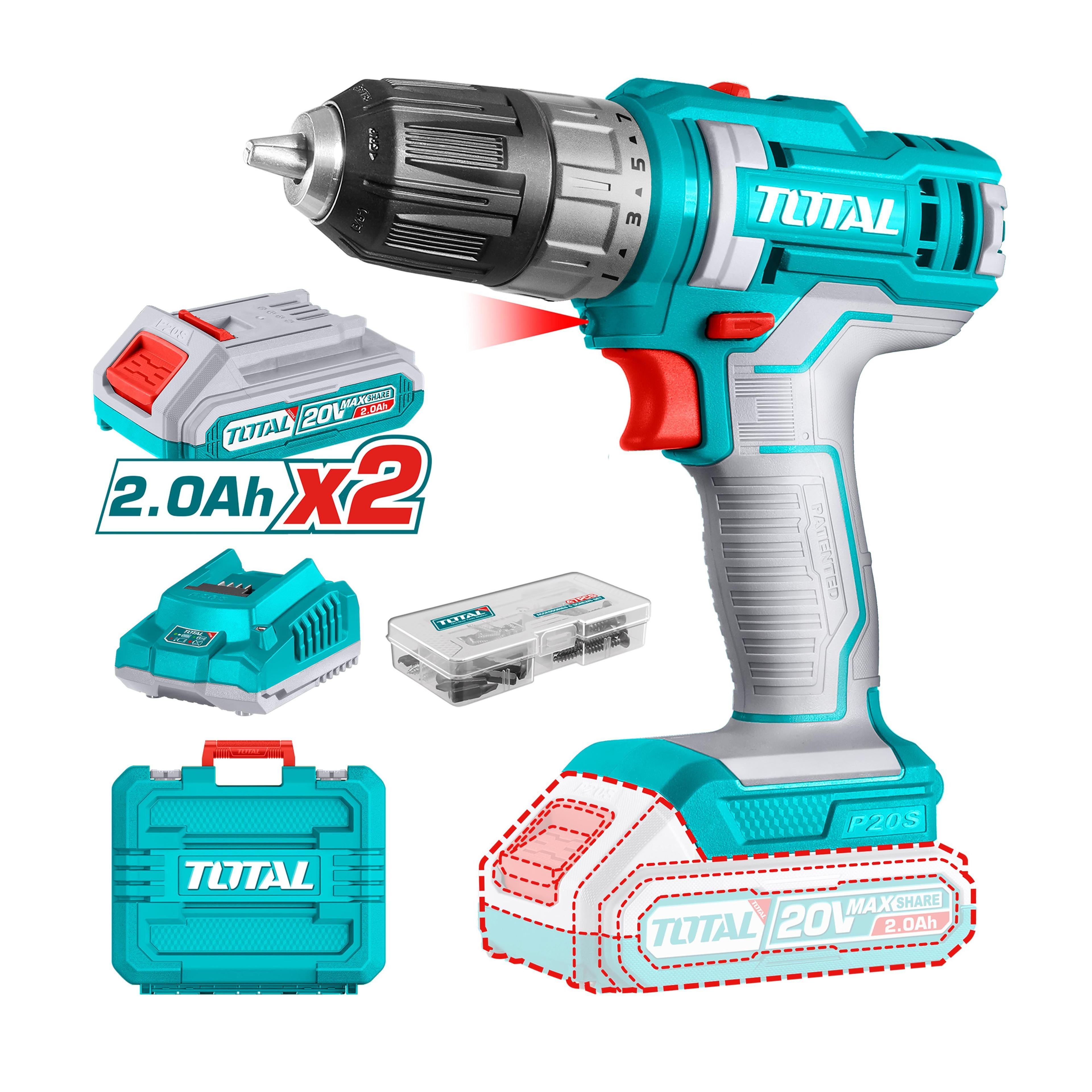 TALADRO INALAMBRICO LITIO-ION 10MM DE 20V TOTAL -3