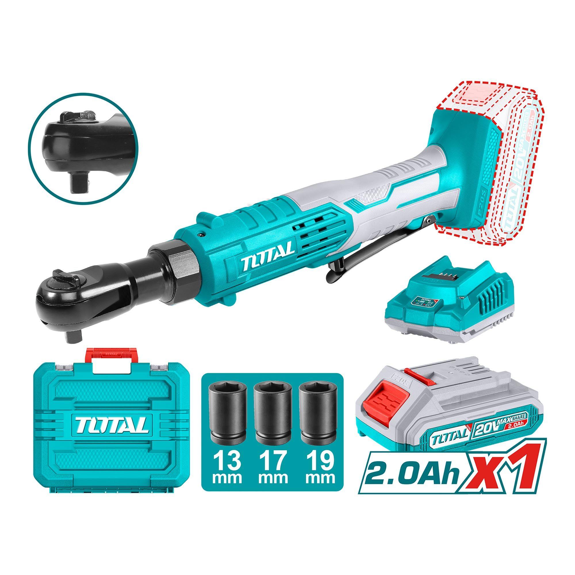 Llave Chicharra Inalámbrica 20V 3/8" 65 Nm, Batería y Cargador Total-0