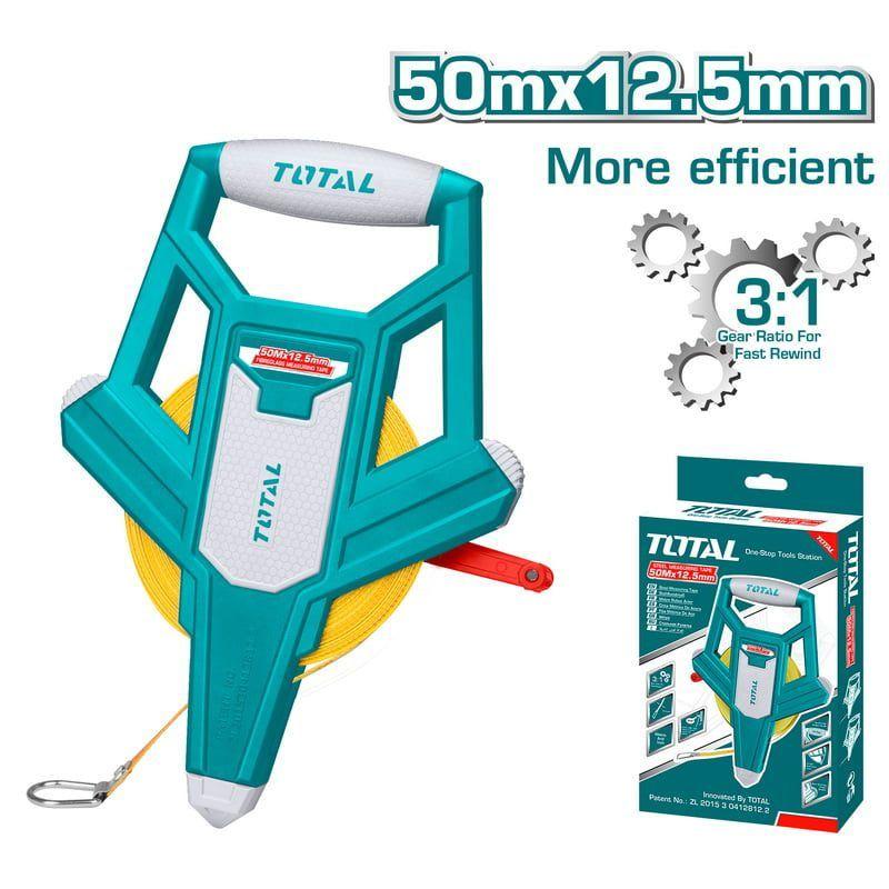 Huincha de Medir Fibra de Vidrio 50 m con Asa Total-2