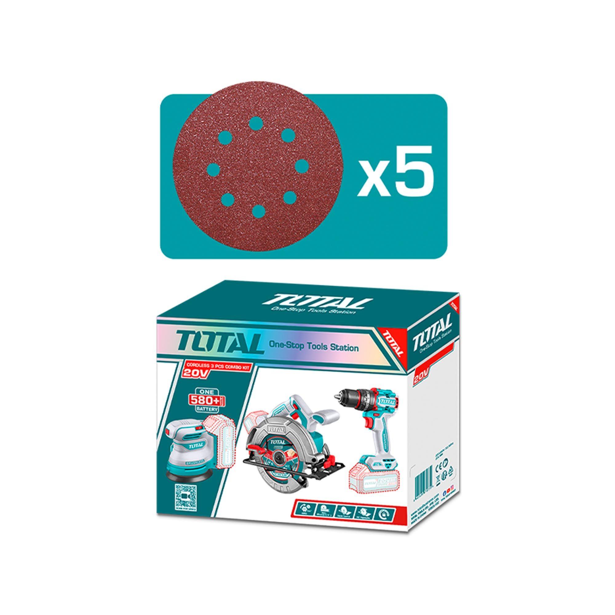 Kit Taladro, Lijadora y Sierra Circular Inalámbrica 20V Total-5