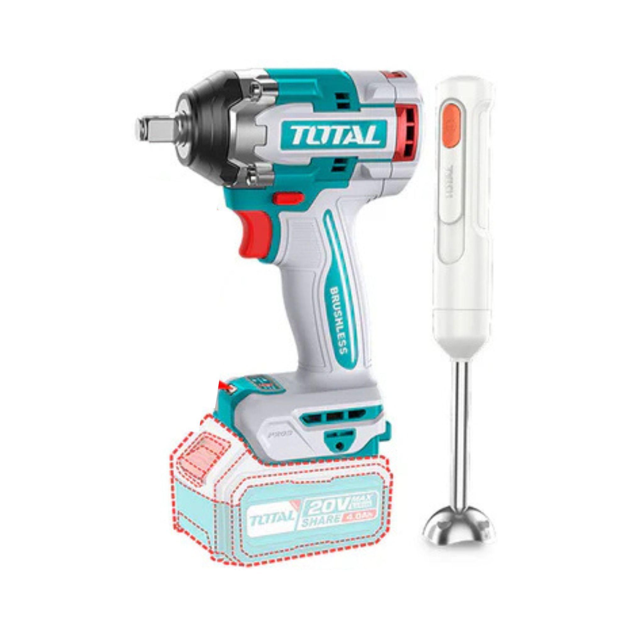 Kit Llave de Impacto 500 Nm, Pulidora y Batidora 20V Total-2