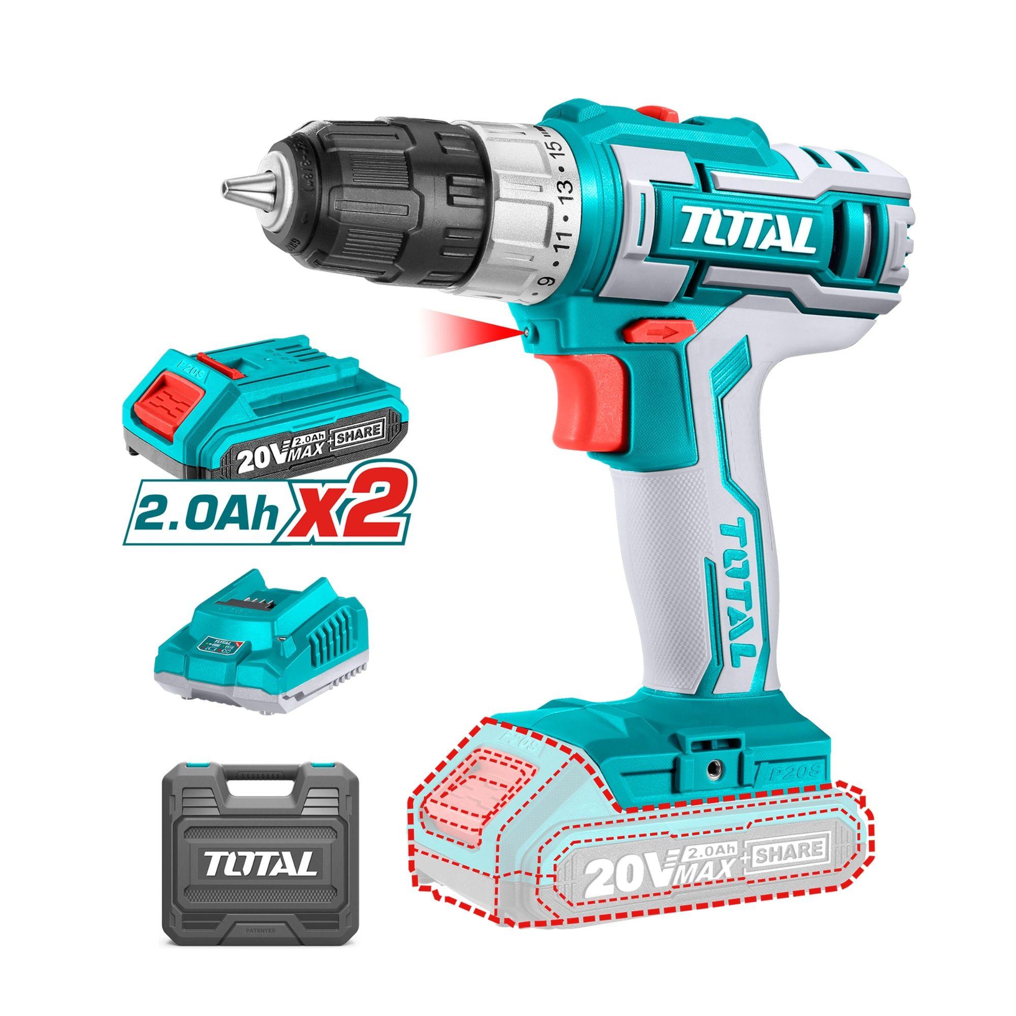 Taladro Inalámbrico 20V 10 mm 45NM Litio Ion Total-0