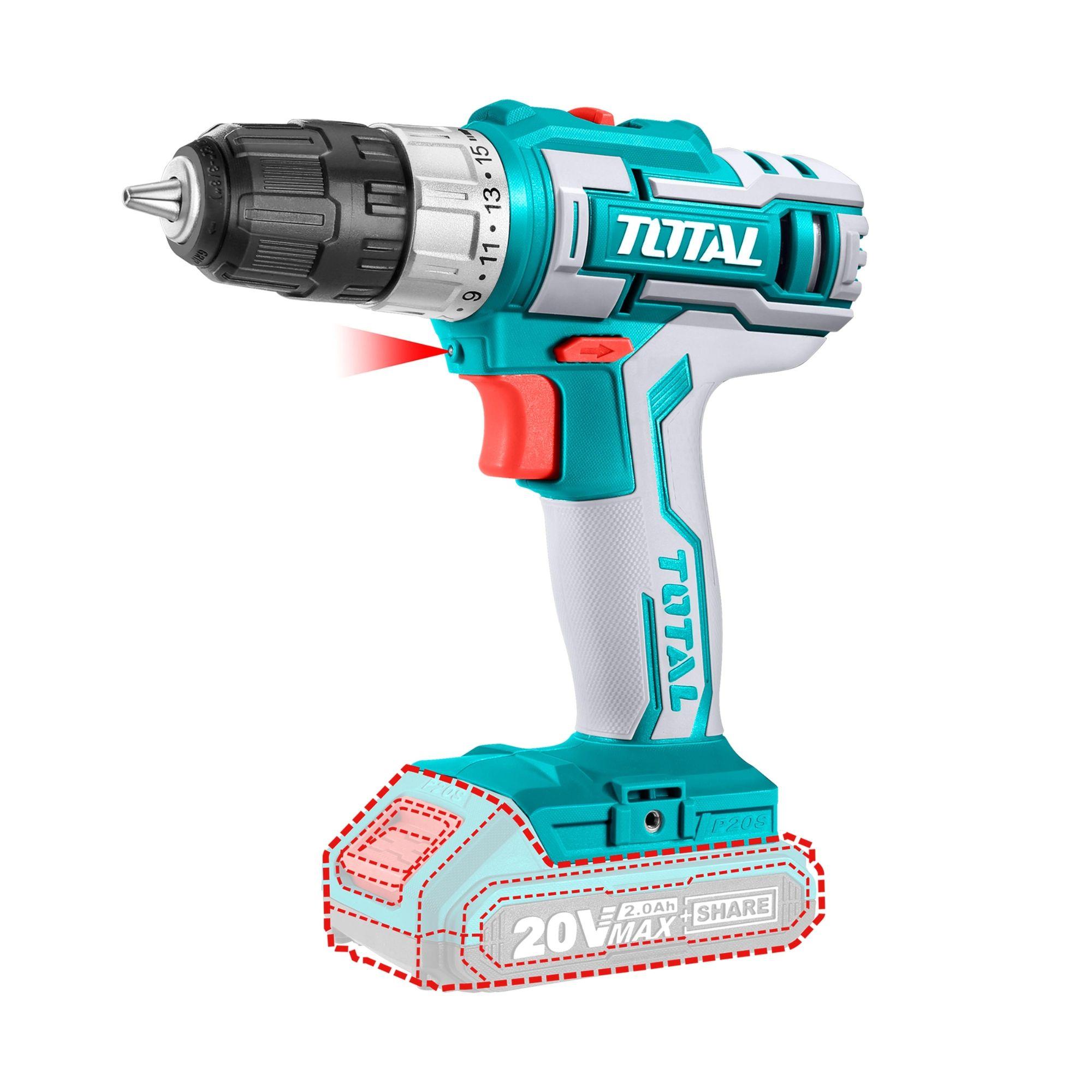 Taladro Inalámbrico 20V 10 mm 45NM Litio Ion Total-1