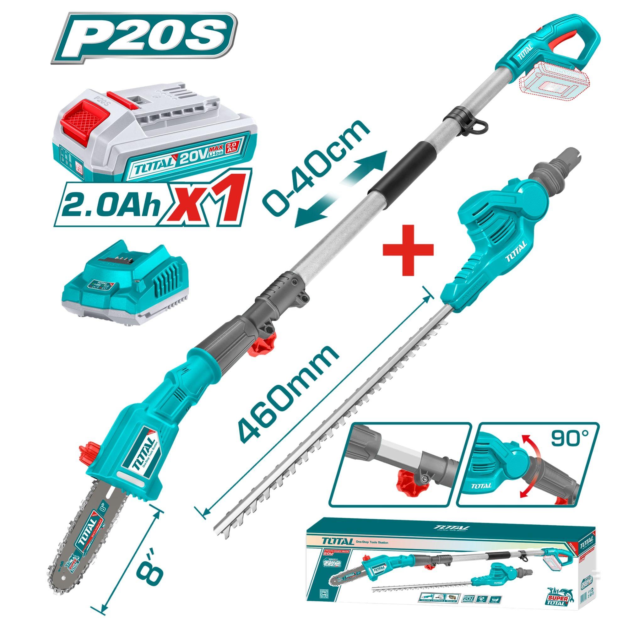 Podador Cortasetos 20V 2 en 1 con Batería y Cargador Total-4