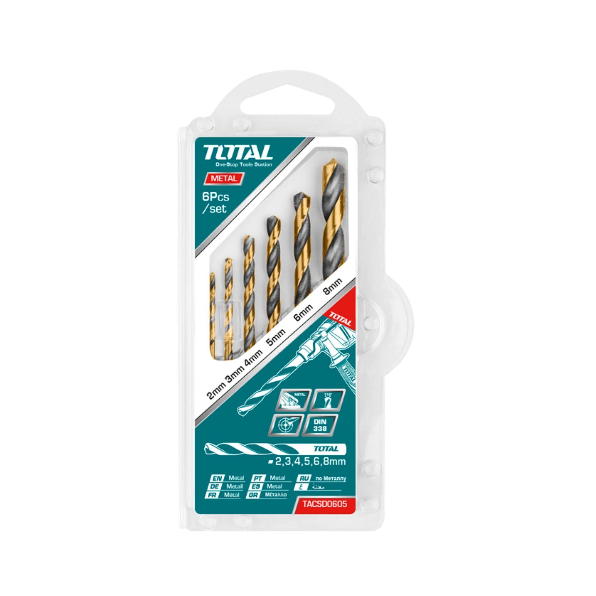 Juego Brocas 6 Piezas para Metal hss Total-2