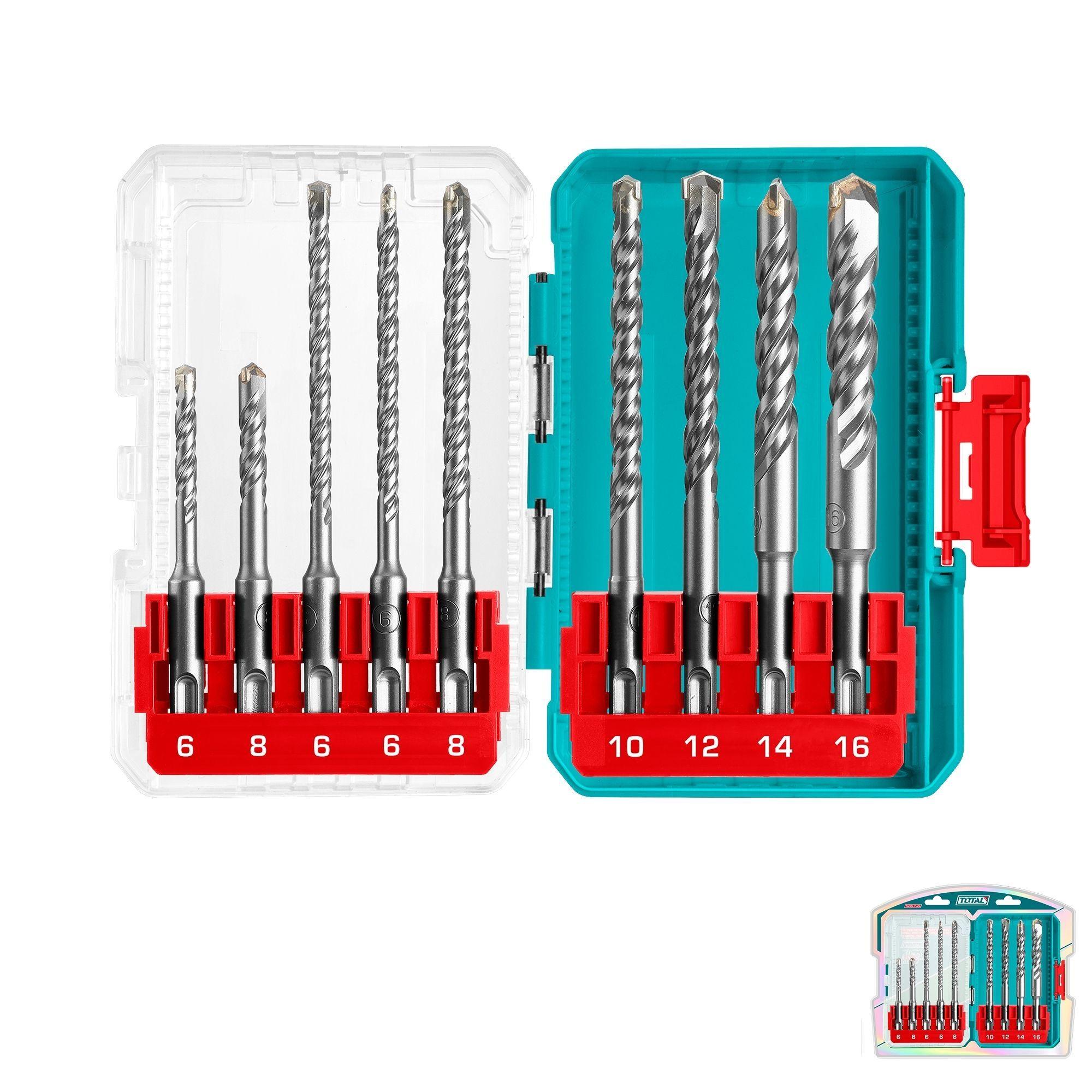 Juego Brocas 9 Piezas para Rotormartillo sds-plus Total-0