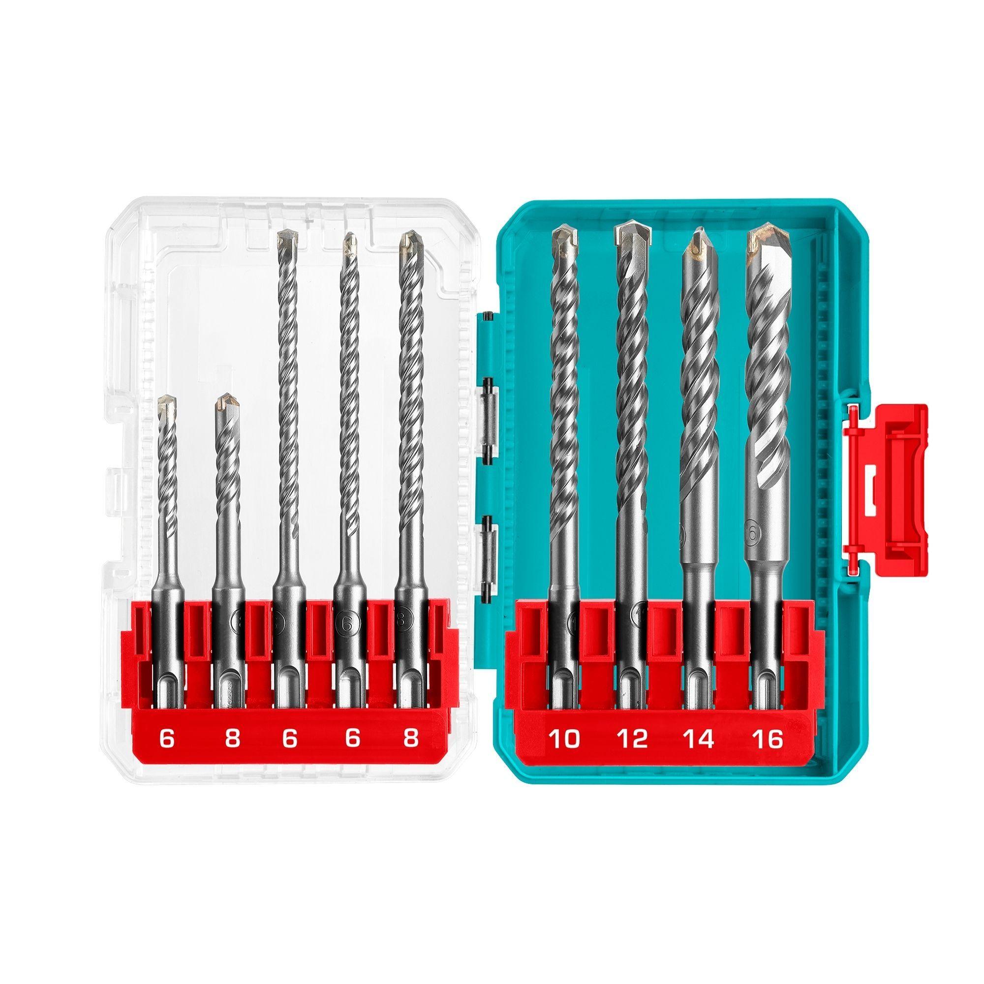 Juego Brocas 9 Piezas para Rotormartillo sds-plus Total-1