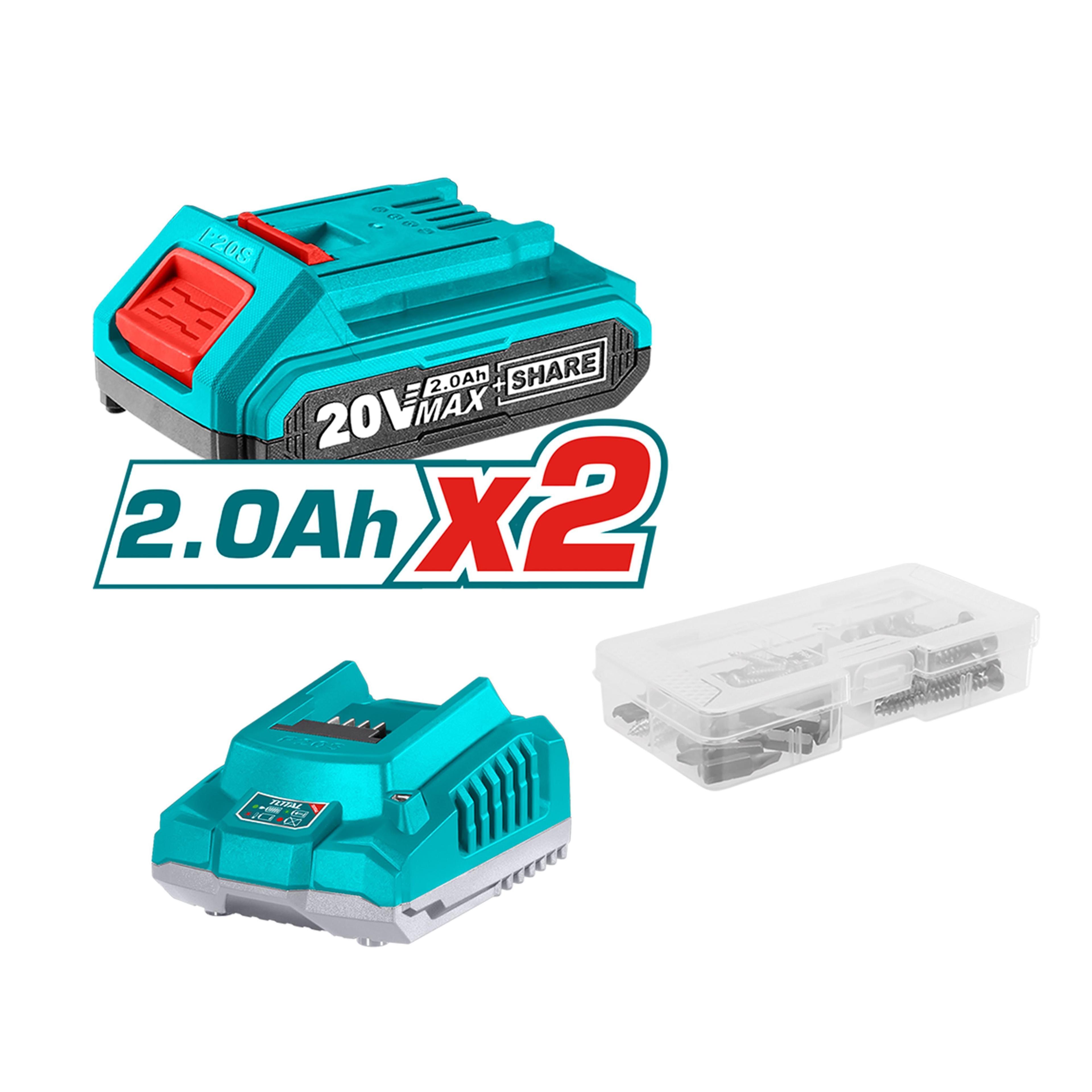 TALADRO INALAMBRICO LITIO-ION 10MM 20V + 2 BAT Y C-2