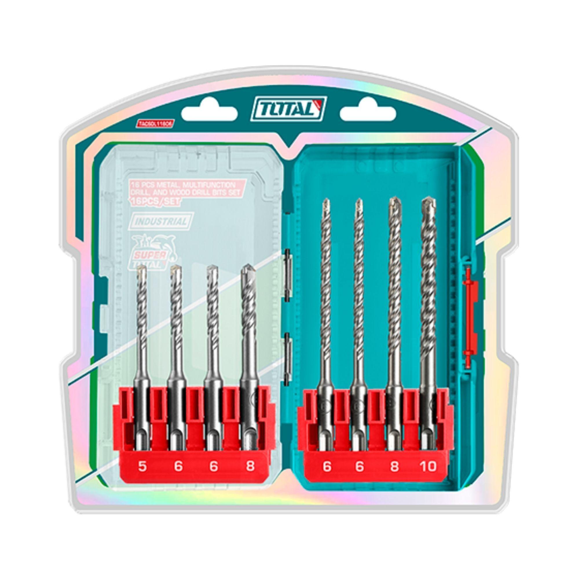 Juego Puntas y Brocas para Rotomartillo 8 Piezas sds-plus Total-2