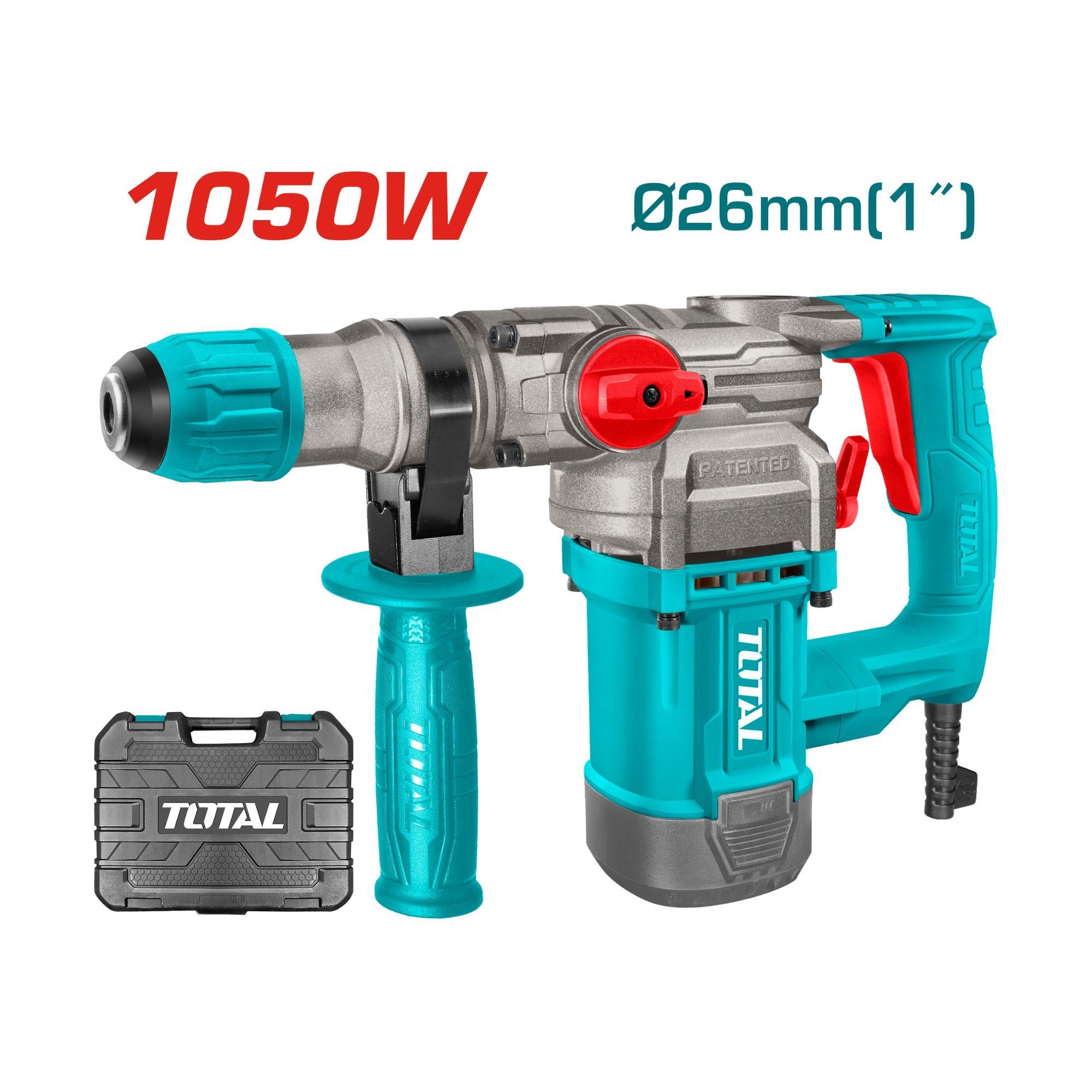Rotomartillo SDS Plus 1050W con 3 Brocas y 2 Cinceles Total-0