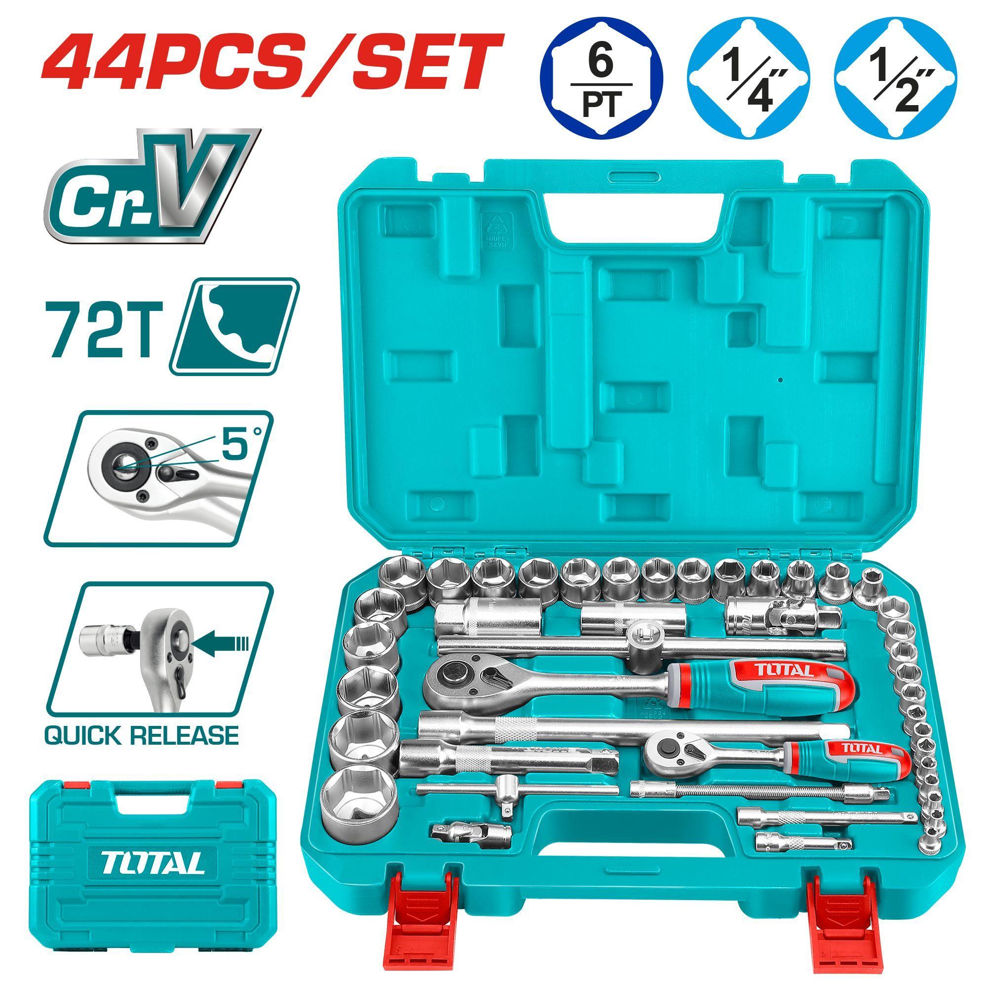 Juego de Dados 44 Piezas 1/4" y 1/2" Total-0