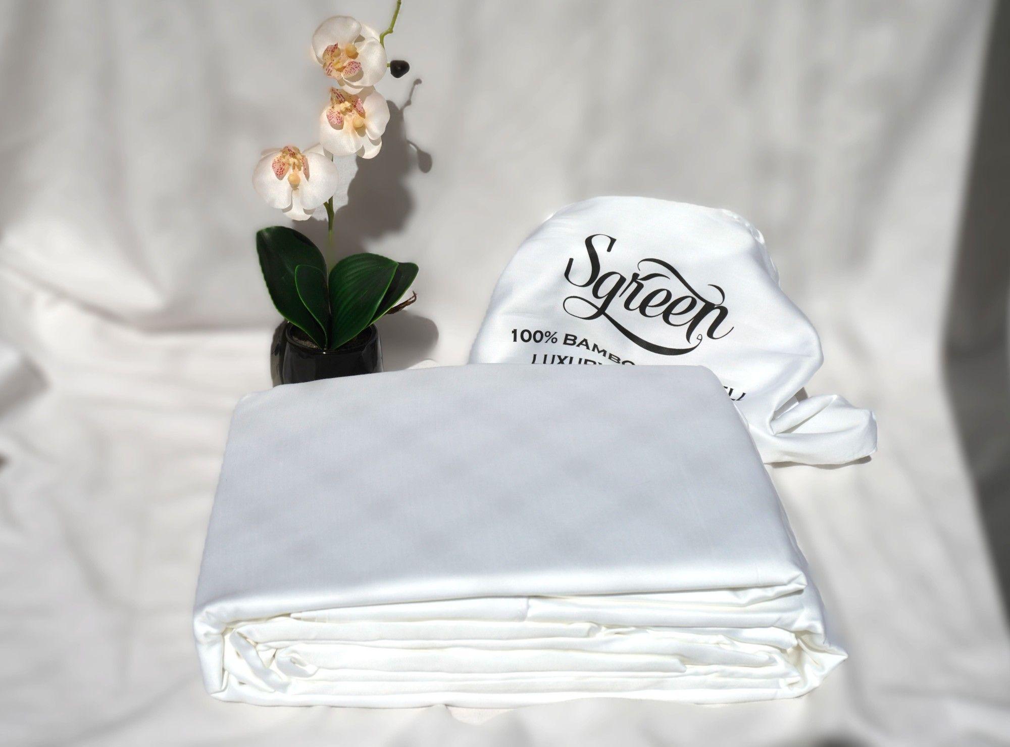 Sabanas de Bambu SUPER KING con 2Fundas 100% Lyocell. Sgreen/Blanco -2