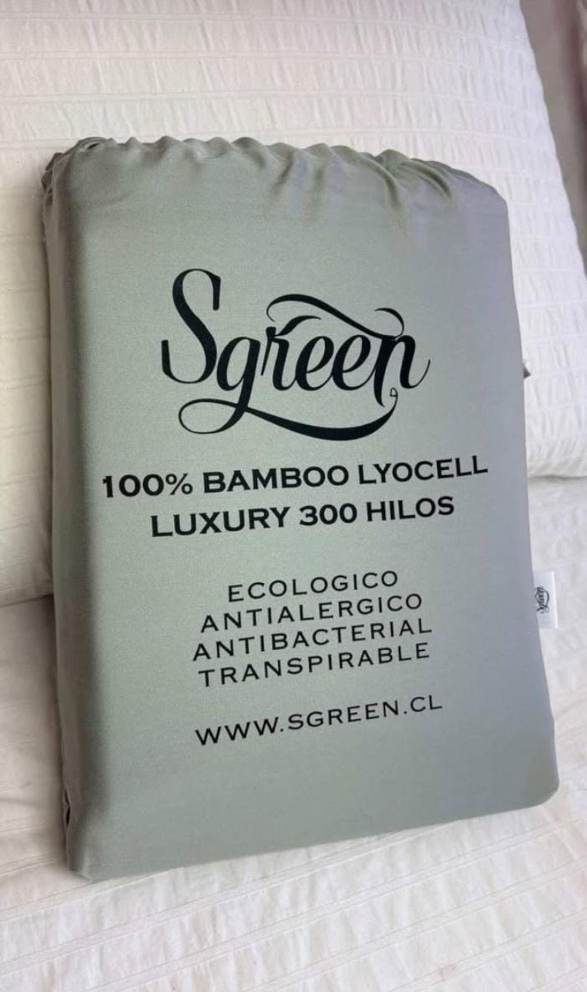 Sabanas de Bambu KING con 2Fundas 100% Lyocell. Sgreen/Verde-0