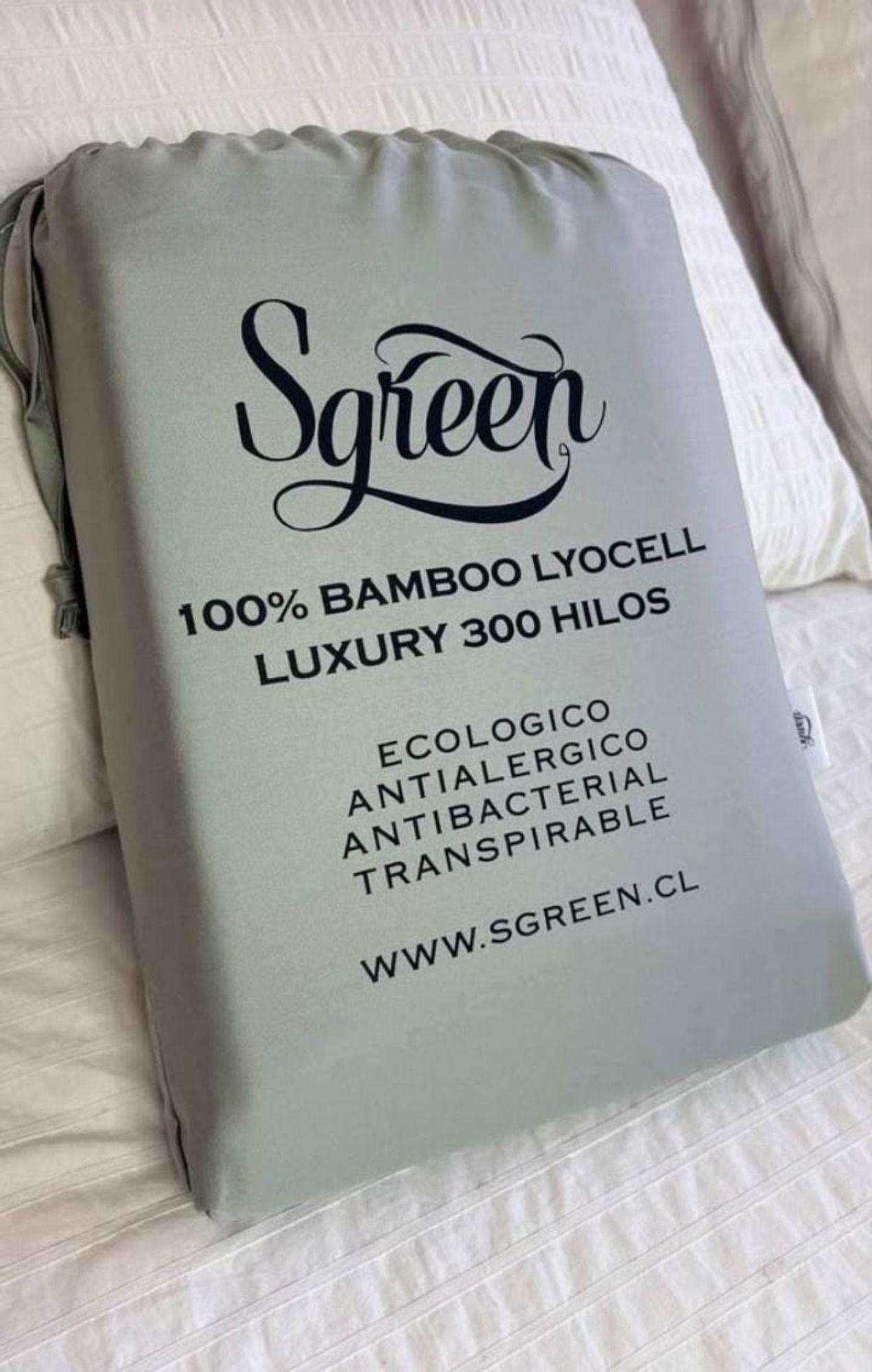 Sabanas de Bambu SUPER KING con 2Fundas 100% Lyocell. Sgreen/Verde -0