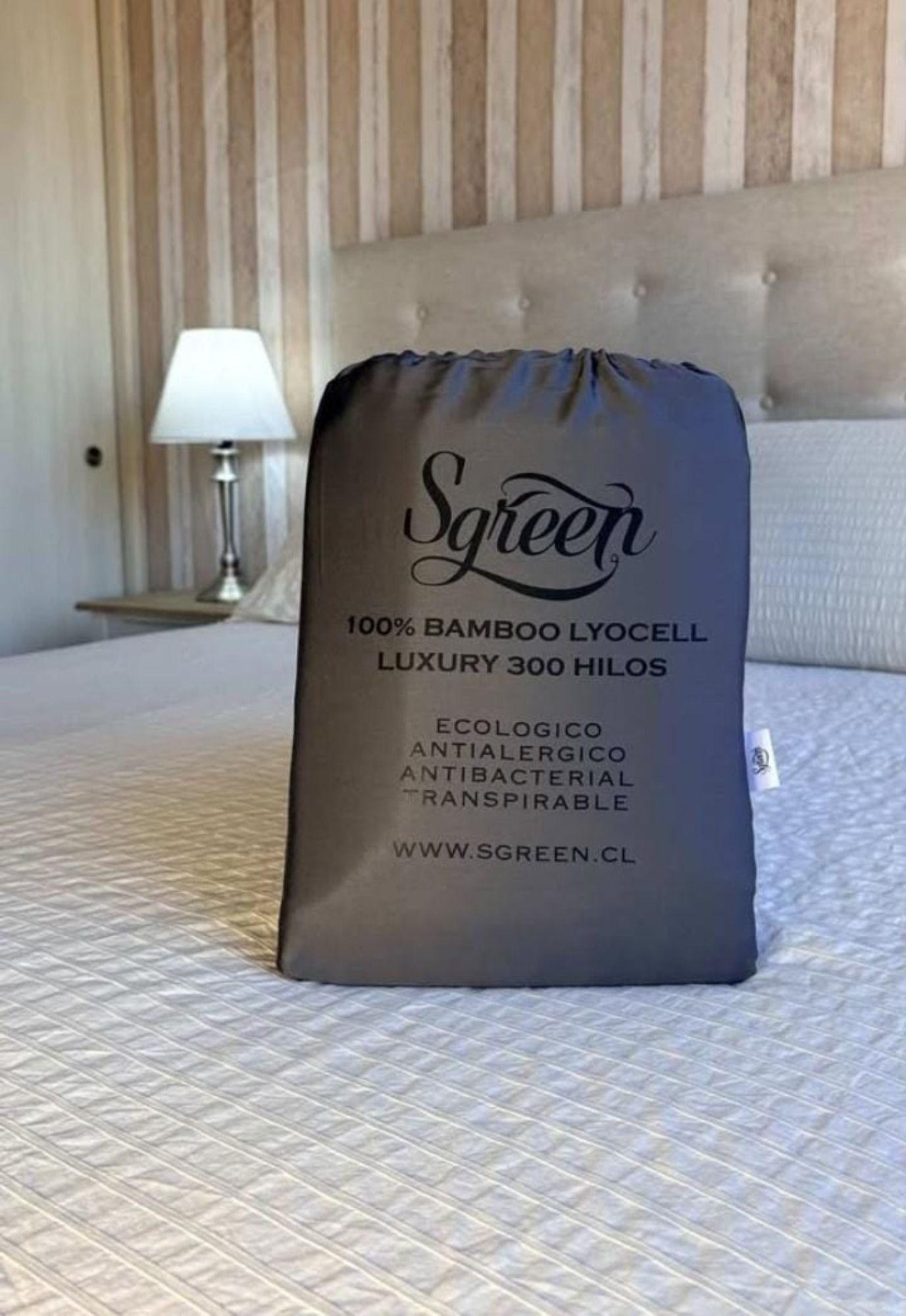 Sabanas de Bambu QUEEN con 2FUNDAS 100% Lyocell. Sgreen/Gris Oscuro-3