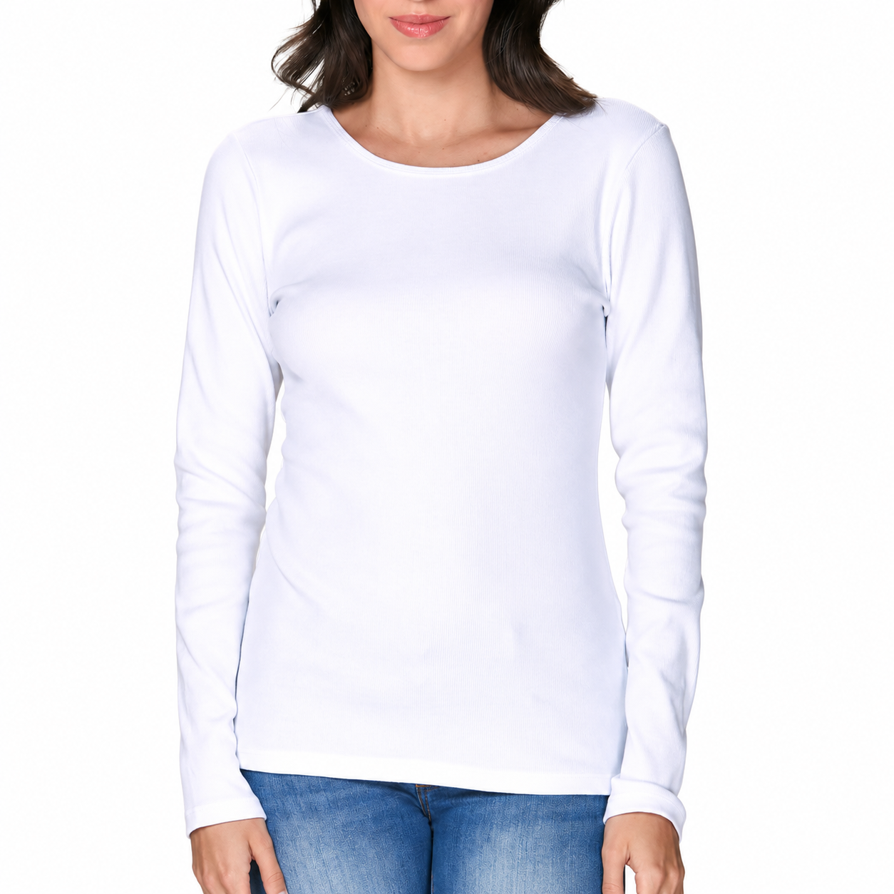 Camiseta mujer lady genny k-725 algodón rib manga larga -0