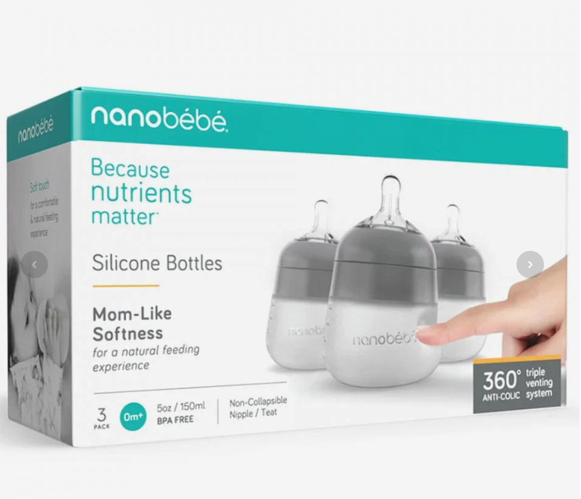 MAMADERA SILICONA 150 ml PACK 3 NanoBebé-1
