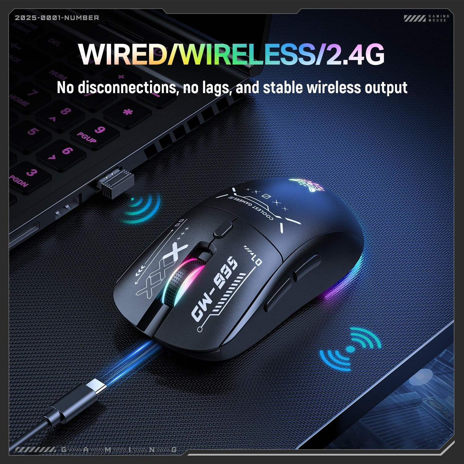 Mouse Gamer Inalámbrico Tri Mode Onikuma CW935-5