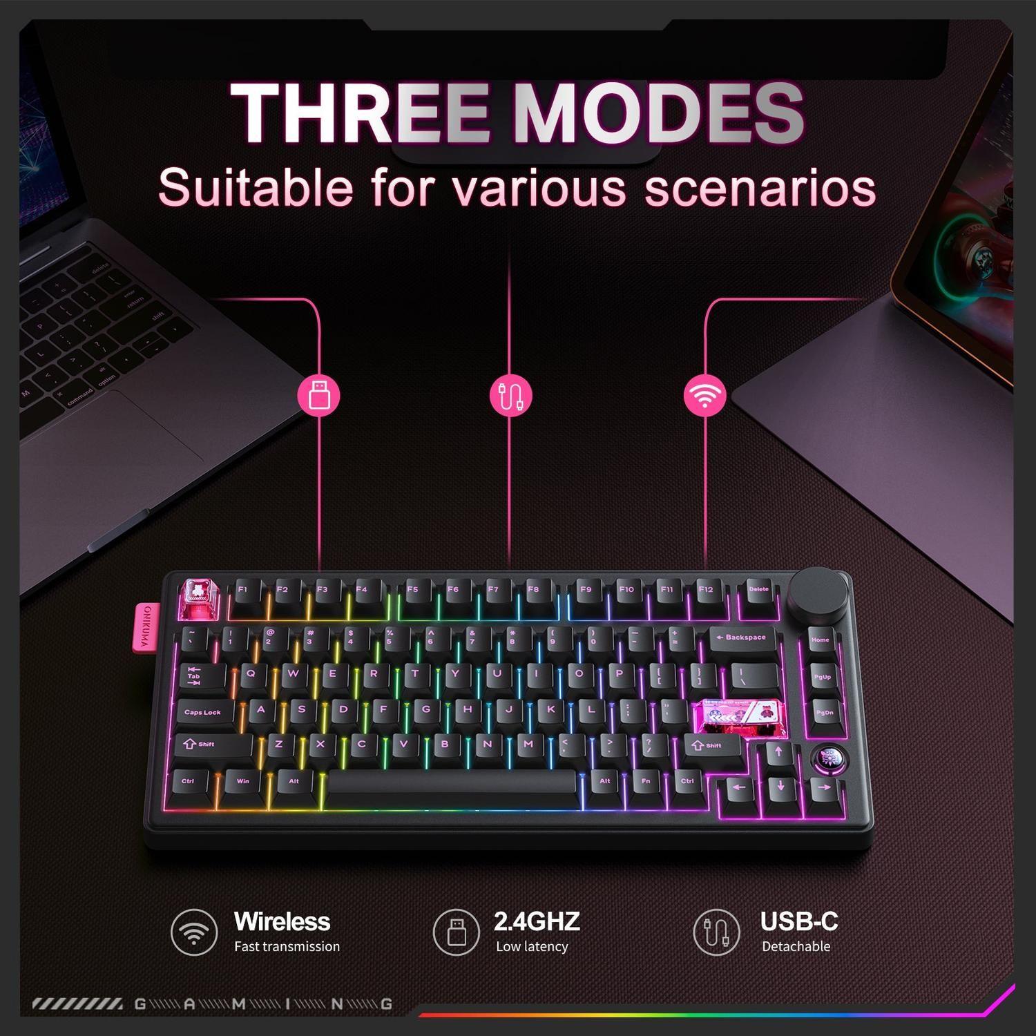 Teclado Gamer Onikuma Mecánico MT706 Trimode-5