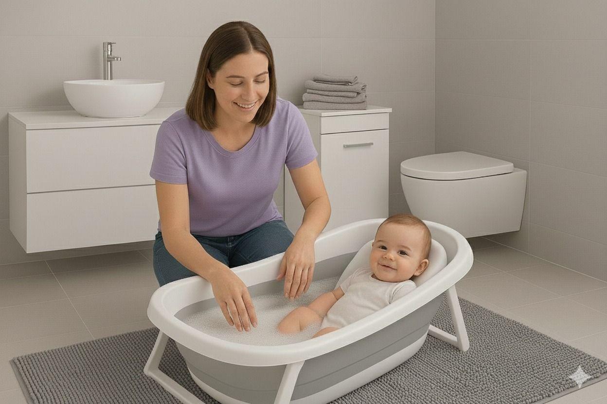 Bañera Plegable Splashy Gris + Soporte Ergonómico-1
