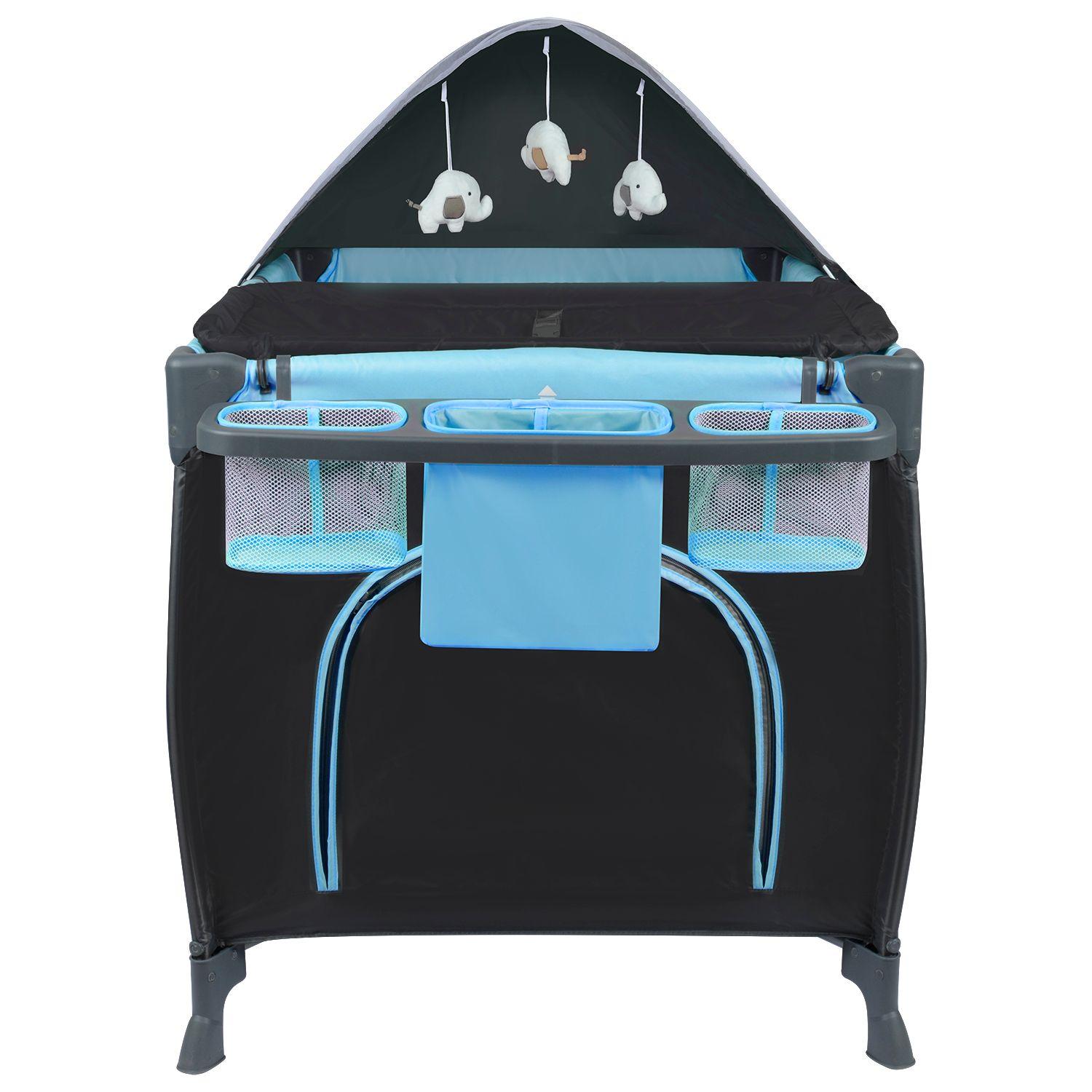 Cuna Playard Sagitta Blue + Colchón de Espuma-4